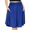 imageWomens and Plus Size Scoop Hem Flare Mid Length Skirt with Pockets  S5XRoyal Blue