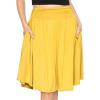 imageWomens and Plus Size Scoop Hem Flare Mid Length Skirt with Pockets  S5XYellow