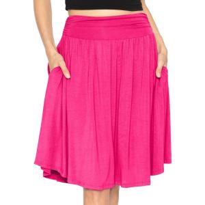 imageWomens and Plus Size Scoop Hem Flare Mid Length Skirt with Pockets  S5XHot Pink