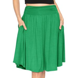 imageWomens and Plus Size Scoop Hem Flare Mid Length Skirt with Pockets  S5XKelly Green