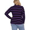 imageSTRETCH IS COMFORT Womens Oh So Soft Warm Long Sleeve Turtleneck TopBlack Purple Stripes