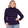 imageSTRETCH IS COMFORT Womens Oh So Soft Warm Long Sleeve Turtleneck TopBlack Purple Stripes