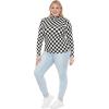 imageSTRETCH IS COMFORT Womens Oh So Soft Warm Long Sleeve Turtleneck TopCheckered Black and White