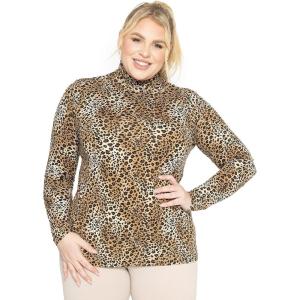 imageSTRETCH IS COMFORT Womens Oh So Soft Warm Long Sleeve Turtleneck TopBrown Cheetah