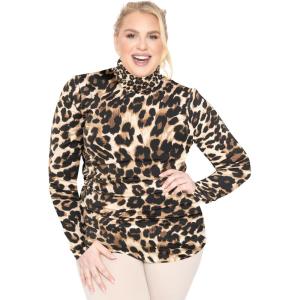 imageSTRETCH IS COMFORT Womens Oh So Soft Warm Long Sleeve Turtleneck TopBrown Leopard
