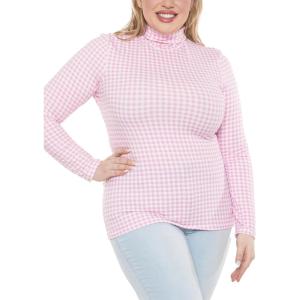 imageSTRETCH IS COMFORT Womens Oh So Soft Warm Long Sleeve Turtleneck TopPink Gingham