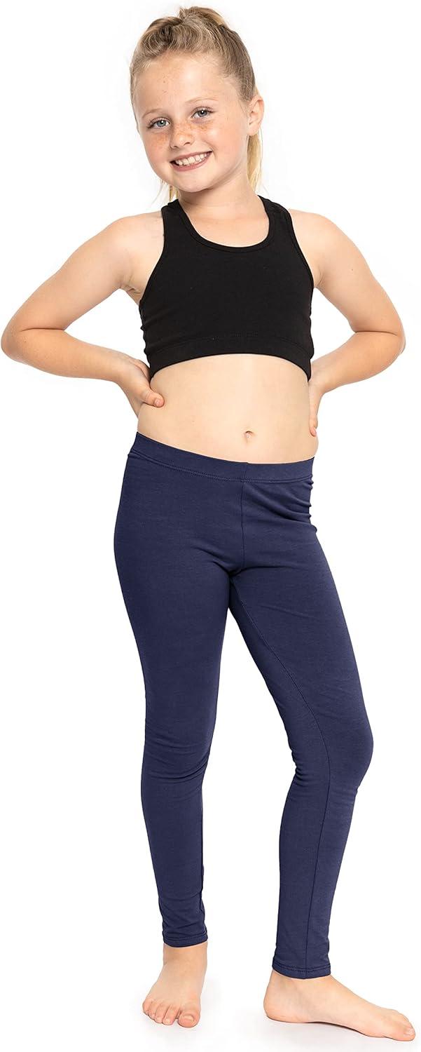 imageSTRETCH IS COMFORT Oh So Soft Solid Youth Girls Leggings  Comfortable Fit for Everyday Activities  Size 216Navy Blue 3 Pack