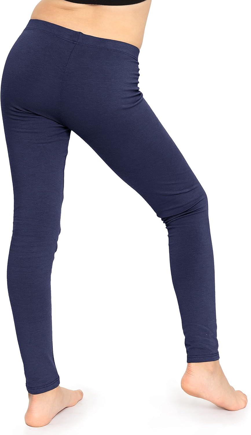 imageSTRETCH IS COMFORT Oh So Soft Solid Youth Girls Leggings  Comfortable Fit for Everyday Activities  Size 216Navy Blue 3 Pack