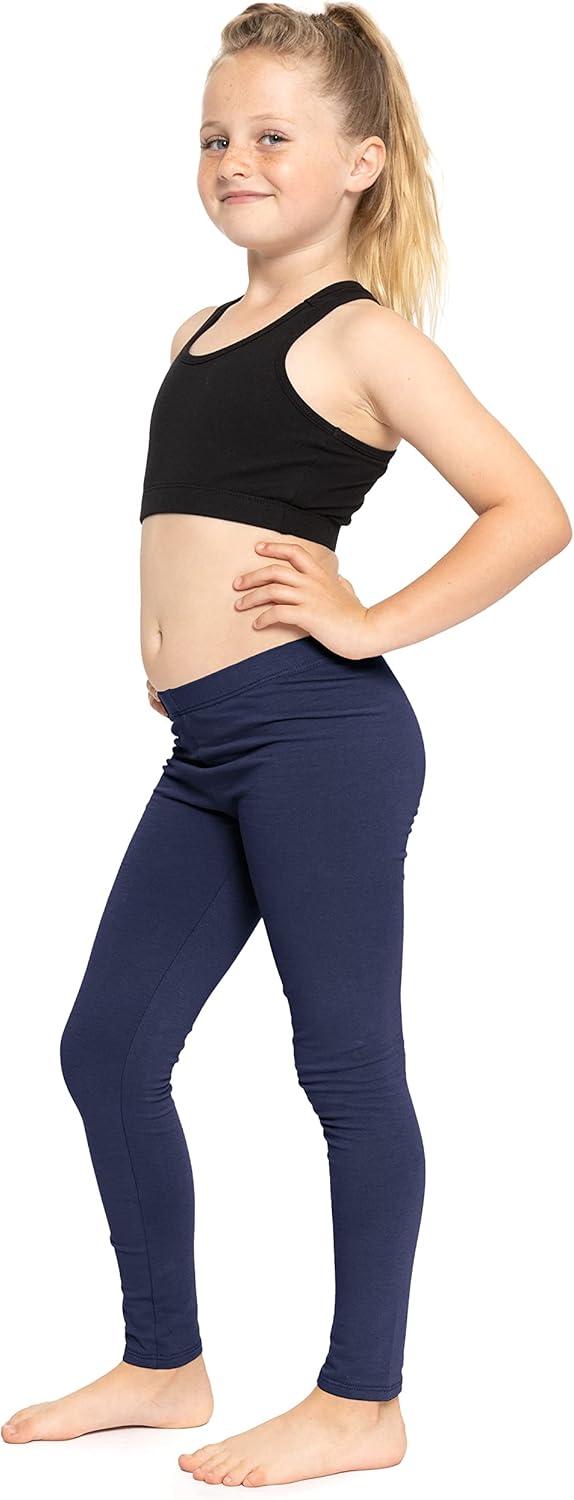 imageSTRETCH IS COMFORT Oh So Soft Solid Youth Girls Leggings  Comfortable Fit for Everyday Activities  Size 216Navy Blue