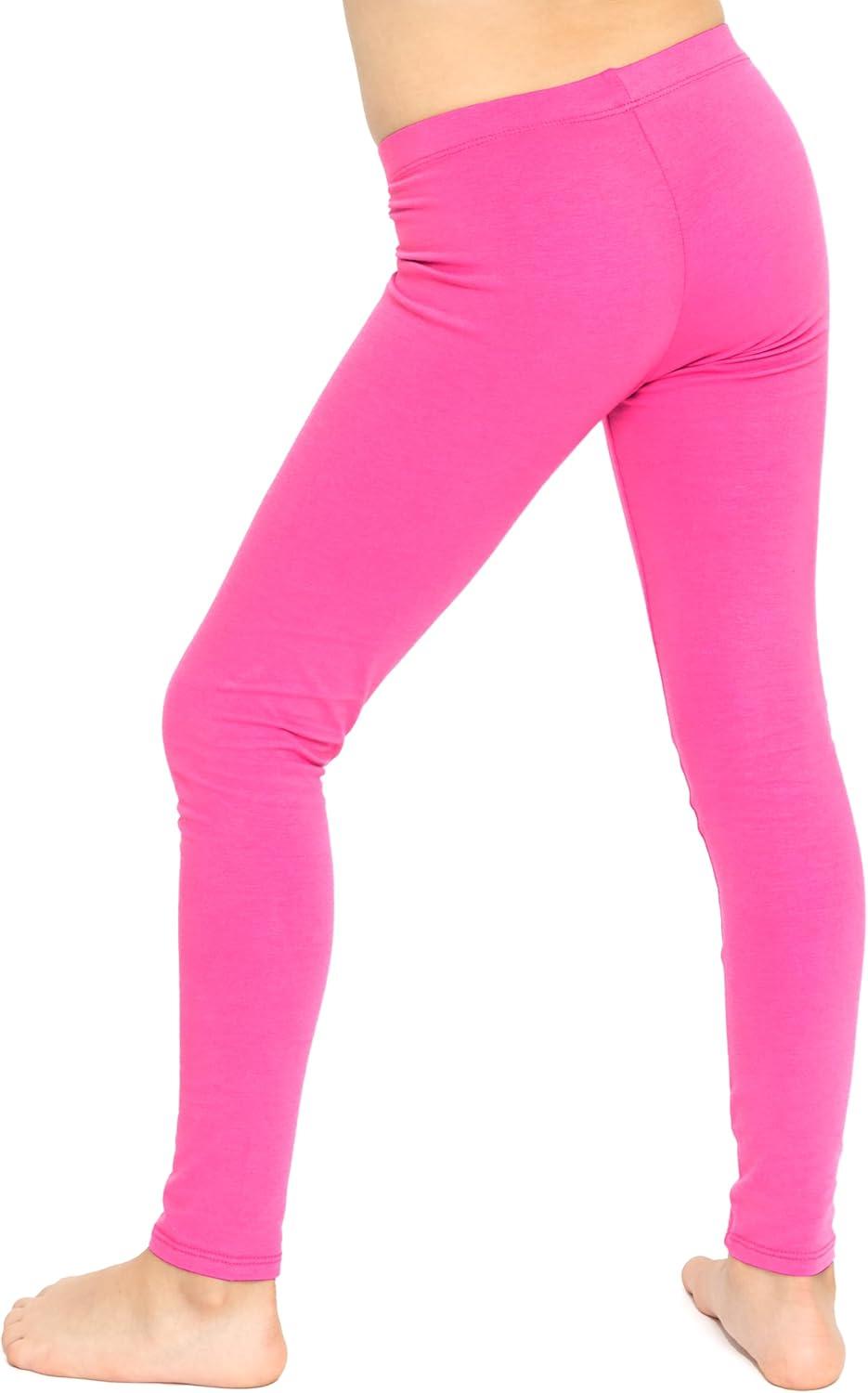imageSTRETCH IS COMFORT Oh So Soft Solid Youth Girls Leggings  Comfortable Fit for Everyday Activities  Size 216Neon Hot Pink