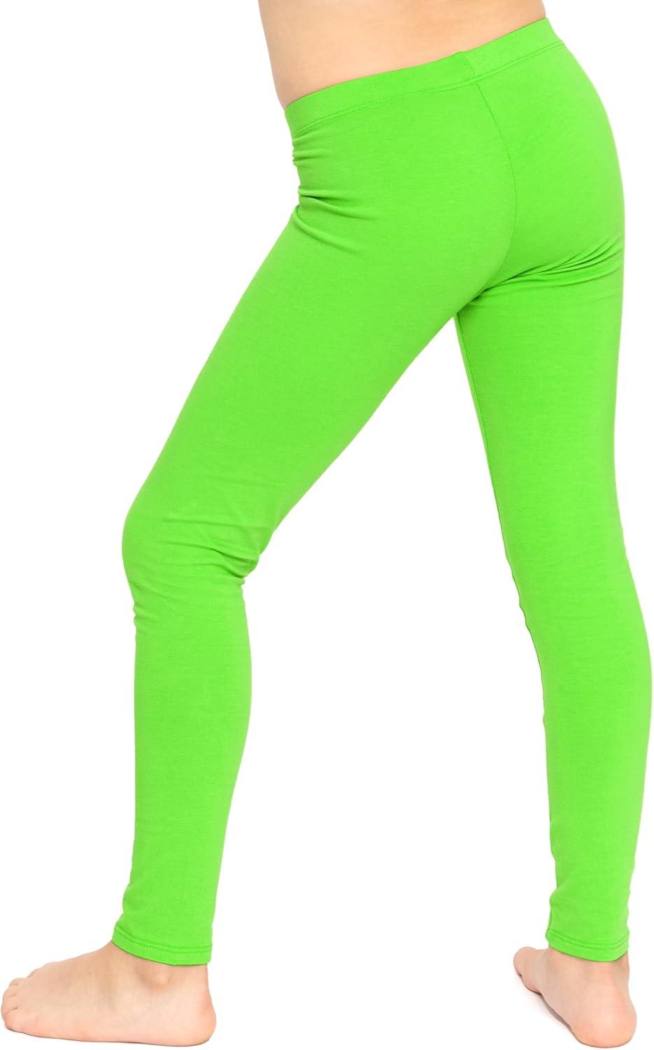 imageSTRETCH IS COMFORT Oh So Soft Solid Youth Girls Leggings  Comfortable Fit for Everyday Activities  Size 216Neon Lime