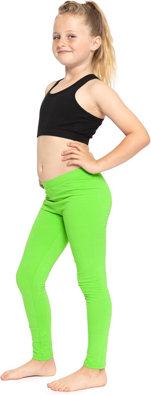 imageSTRETCH IS COMFORT Oh So Soft Solid Youth Girls Leggings  Comfortable Fit for Everyday Activities  Size 216Neon Lime