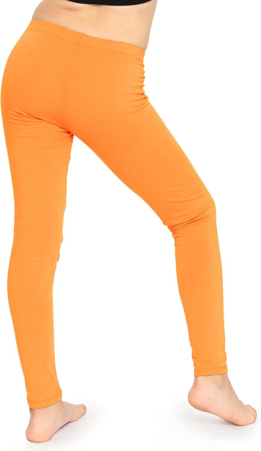 imageSTRETCH IS COMFORT Oh So Soft Solid Youth Girls Leggings  Comfortable Fit for Everyday Activities  Size 216Neon Orange