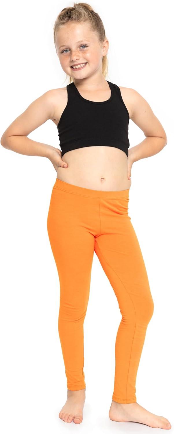 imageSTRETCH IS COMFORT Oh So Soft Solid Youth Girls Leggings  Comfortable Fit for Everyday Activities  Size 216Neon Orange