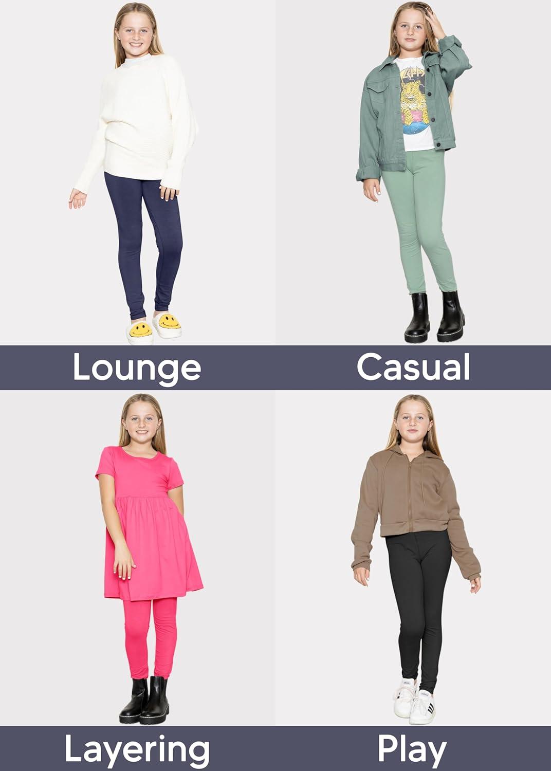 imageSTRETCH IS COMFORT Oh So Soft Solid Youth Girls Leggings  Comfortable Fit for Everyday Activities  Size 216Offwhite