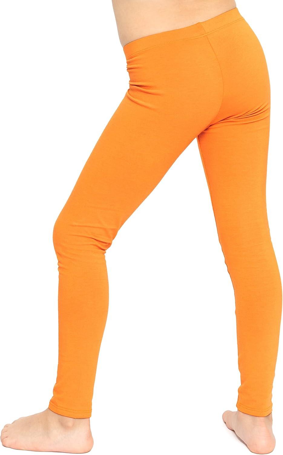 imageSTRETCH IS COMFORT Oh So Soft Solid Youth Girls Leggings  Comfortable Fit for Everyday Activities  Size 216Orange