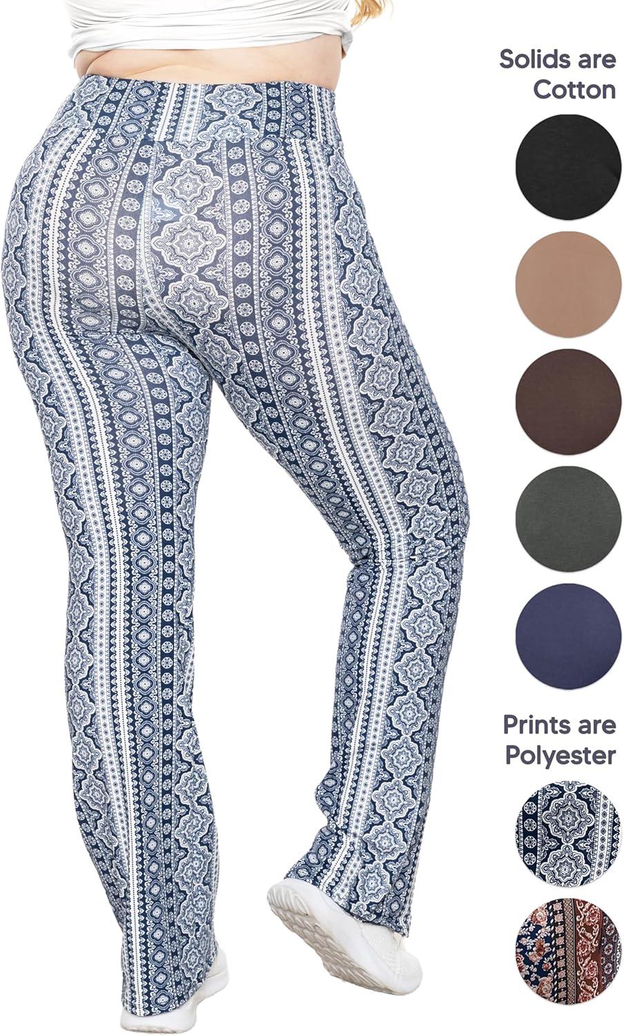 imageSTRETCH IS COMFORT Women Plus Size High Waist Cotton Bootcut Yoga Pants  XL7XBoho Chakra Blue