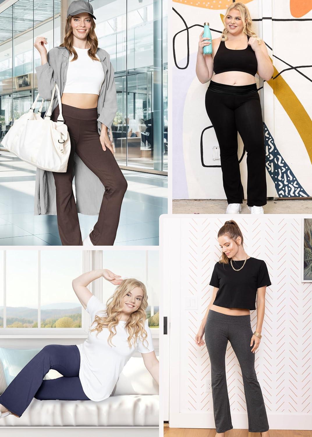 imageSTRETCH IS COMFORT Women Plus Size High Waist Cotton Bootcut Yoga Pants  XL7XBoho Natural Floral