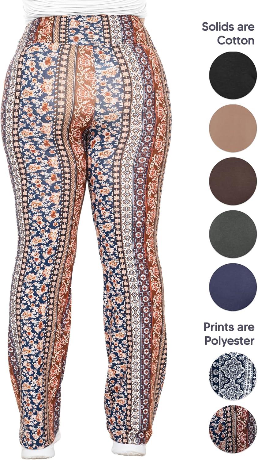 imageSTRETCH IS COMFORT Women Plus Size High Waist Cotton Bootcut Yoga Pants  XL7XBoho Natural Floral