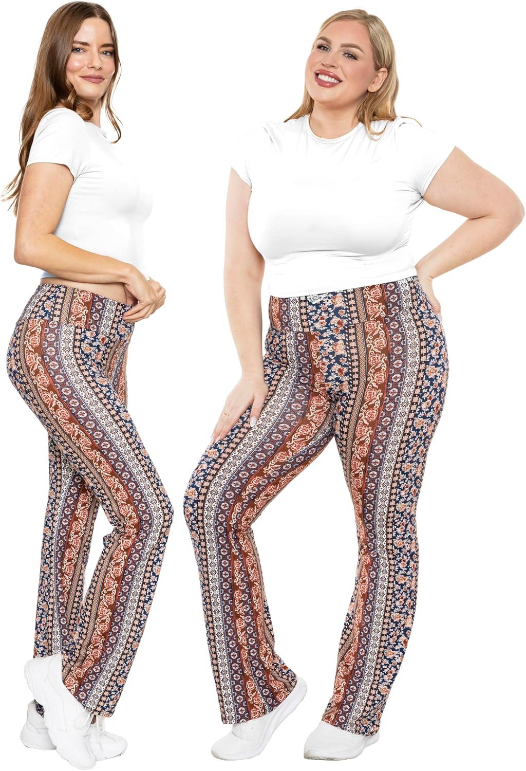 imageSTRETCH IS COMFORT Women Plus Size High Waist Cotton Bootcut Yoga Pants  XL7XBoho Natural Floral