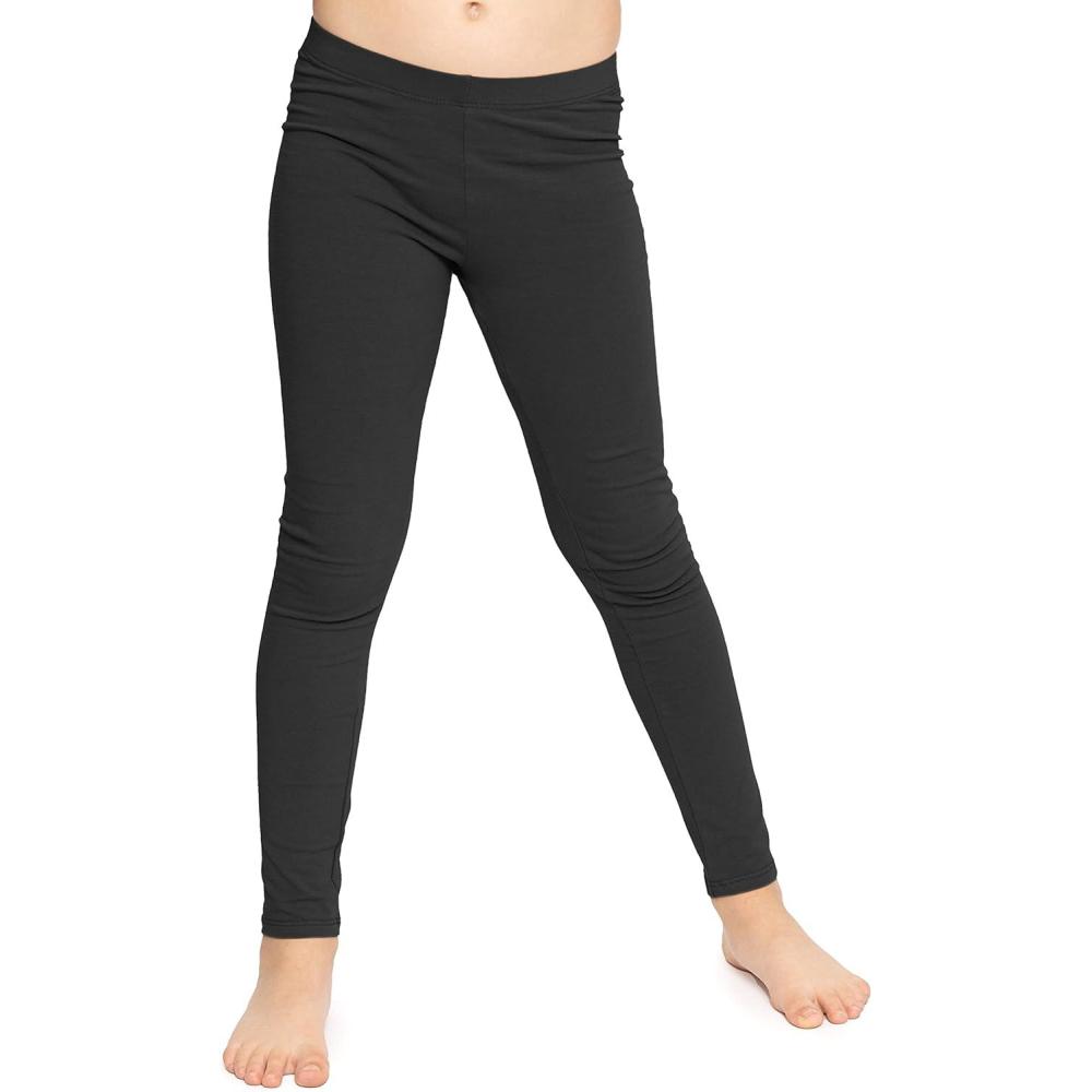 imageSTRETCH IS COMFORT Oh So Soft Solid Youth Girls Leggings  Comfortable Fit for Everyday Activities  Size 216Black
