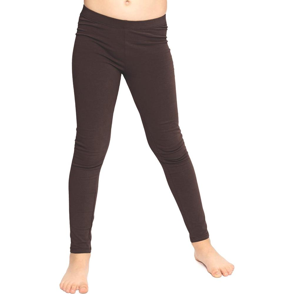 imageSTRETCH IS COMFORT Oh So Soft Solid Youth Girls Leggings  Comfortable Fit for Everyday Activities  Size 216Brown