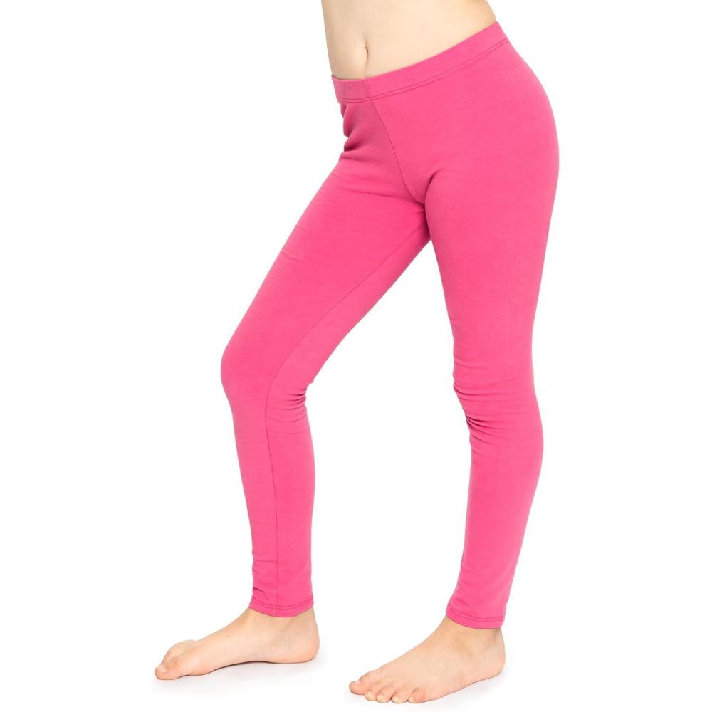 imageSTRETCH IS COMFORT Oh So Soft Solid Youth Girls Leggings  Comfortable Fit for Everyday Activities  Size 216Hot Pink