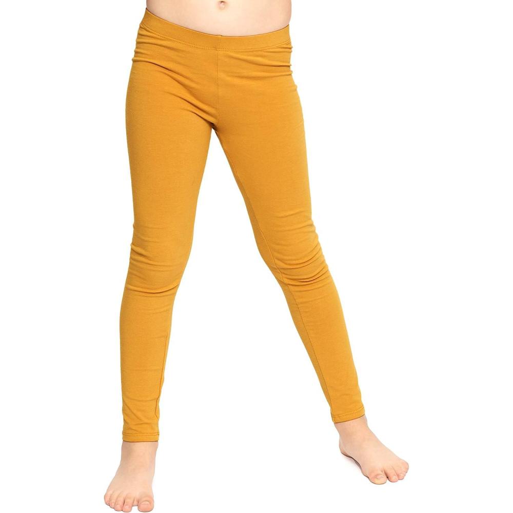 imageSTRETCH IS COMFORT Oh So Soft Solid Youth Girls Leggings  Comfortable Fit for Everyday Activities  Size 216Mustard Yellow