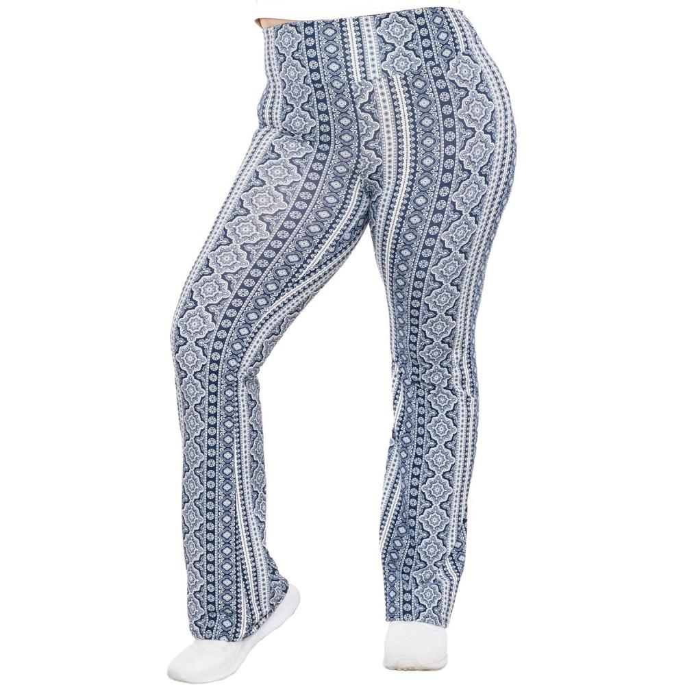 imageSTRETCH IS COMFORT Women Plus Size High Waist Cotton Bootcut Yoga Pants  XL7XBoho Chakra Blue