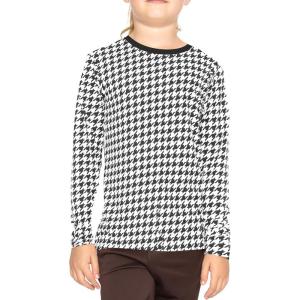 imageSTRETCH IS COMFORT Girls Print Classic Crew Neck Short and Long Sleeves Tee Shirt  Soft Everyday Basic Top  2T16Houndstooth