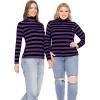 imageSTRETCH IS COMFORT Womens and Plus Relaxed and Regular Turtleneck  XS 7XBlack and Purple Stripes