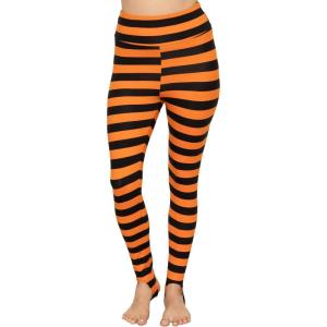 imageSTRETCH IS COMFORT Oh So Soft High Waist Stirrup Leggings Lightweight and Durable Multiple Colors for Women and Plus SizeBlack and Orange Stripes