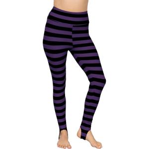 imageSTRETCH IS COMFORT Oh So Soft High Waist Stirrup Leggings Lightweight and Durable Multiple Colors for Women and Plus SizeBlack and Purple Stripes