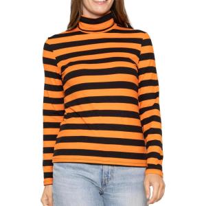 imageSTRETCH IS COMFORT Womens and Plus Relaxed and Regular Turtleneck  XS 7XBlack and Orange Stripes