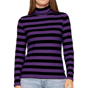 imageSTRETCH IS COMFORT Womens and Plus Relaxed and Regular Turtleneck  XS 7XBlack and Purple Stripes