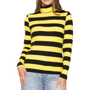 imageSTRETCH IS COMFORT Womens and Plus Relaxed and Regular Turtleneck  XS 7XBlack and Yellow Stripes