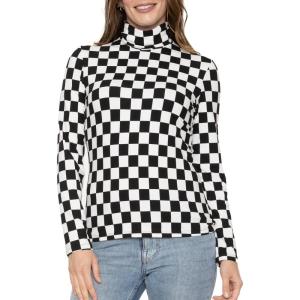 imageSTRETCH IS COMFORT Womens and Plus Relaxed and Regular Turtleneck  XS 7XCheckered Black and White