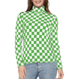 imageSTRETCH IS COMFORT Womens and Plus Relaxed and Regular Turtleneck  XS 7XCheckered Green