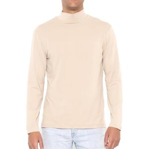 imageSTRETCH IS COMFORT Mens Oh So Soft Mock Neck Long Sleeve Shirt Perfect for Casual Wear Stylish Classic Fit  Small5XCream