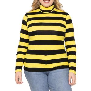 imageSTRETCH IS COMFORT Womens Plus Size Long Sleeve and Sleeveless Turtleneck  XL  7XBlack Yellow Stripes