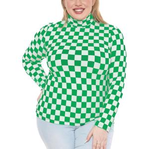 imageSTRETCH IS COMFORT Womens Plus Size Long Sleeve and Sleeveless Turtleneck  XL  7XCheckered Green