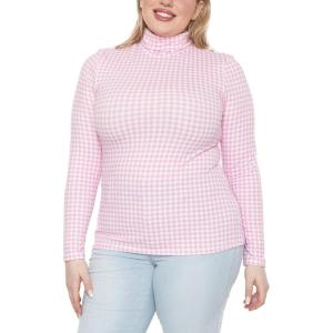imageSTRETCH IS COMFORT Womens Plus Size Long Sleeve and Sleeveless Turtleneck  XL  7XPink Gingham