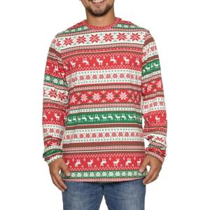 imageSTRETCH IS COMFORT Boys and Mens Oh So Soft Long Sleeve Top  Youth SAdult 3XRed Reindeer