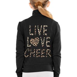 imageSTRETCH IS COMFORT Girls Glitter  Cheer  Jacket Mock Neck  Youth Size 416Brown Leopard