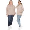 image:imageSTRETCH IS COMFORT Womens and Plus Side Soft Hoodie with Extra Side Seam Zippered Pocket  Cozy and Functional  S5XTan