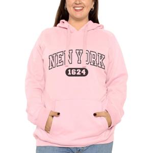 image:imageSTRETCH IS COMFORT Womens and Plus Side Soft Hoodie with Extra Side Seam Zippered Pocket  Cozy and Functional  S5XNew York Light Pink