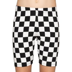 image:imageSTRETCH IS COMFORT Girls Cotton Biker Shorts and Cartwheel Shorts  Two Lengths to Choose from  Size 414Checkered Black and White