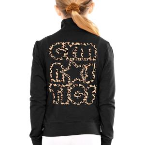 image:imageSTRETCH IS COMFORT Glitter  Gymnastics Jacket Mock Neck  Youth Size 416Brown Leopard