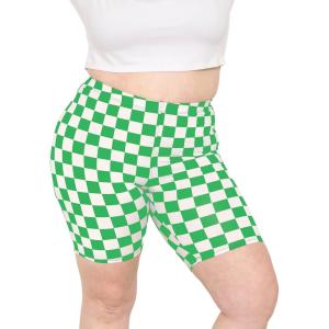 image:imageSTRETCH IS COMFORT Womens Plus Size Cotton Biker Shorts  Cotton  XLarge  7XCheckered Green