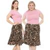 image:imageSTRETCH IS COMFORT Knee Length and Midi ALine Flowy Skirt  Comfortable Clothes for Women  S5XBrown Leopard